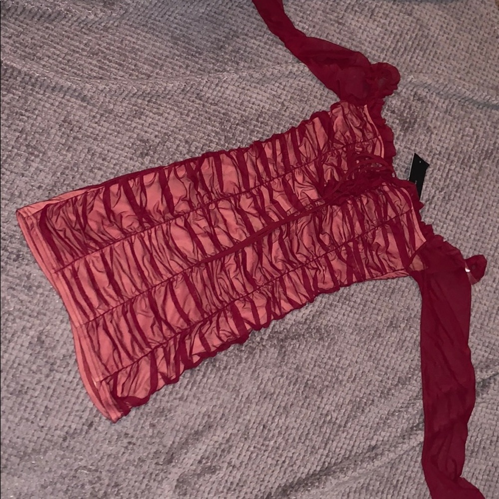 Burgundy mesh fashion nova dress